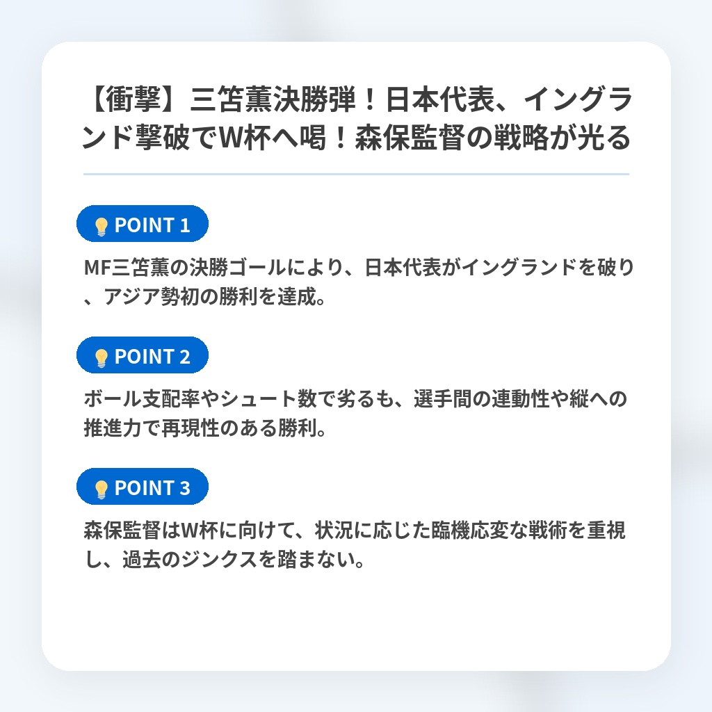 【衝撃】三笘薫決勝弾！日本代表、イングランド撃破でW杯へ喝！森保監督の戦略が光るの注目ポイントまとめ