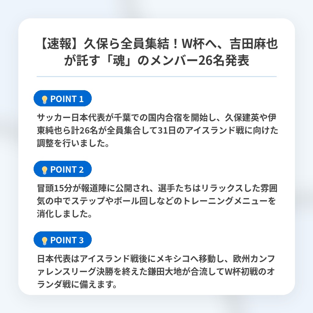 【速報】久保ら全員集結！W杯へ、吉田麻也が託す「魂」のメンバー26名発表の注目ポイントまとめ