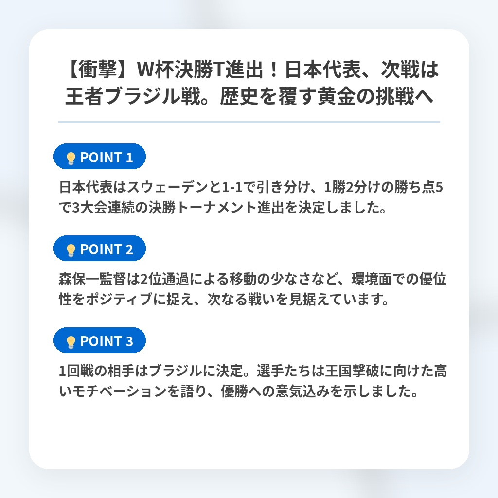 【衝撃】W杯決勝T進出！日本代表、次戦は王者ブラジル戦。歴史を覆す黄金の挑戦への注目ポイントまとめ