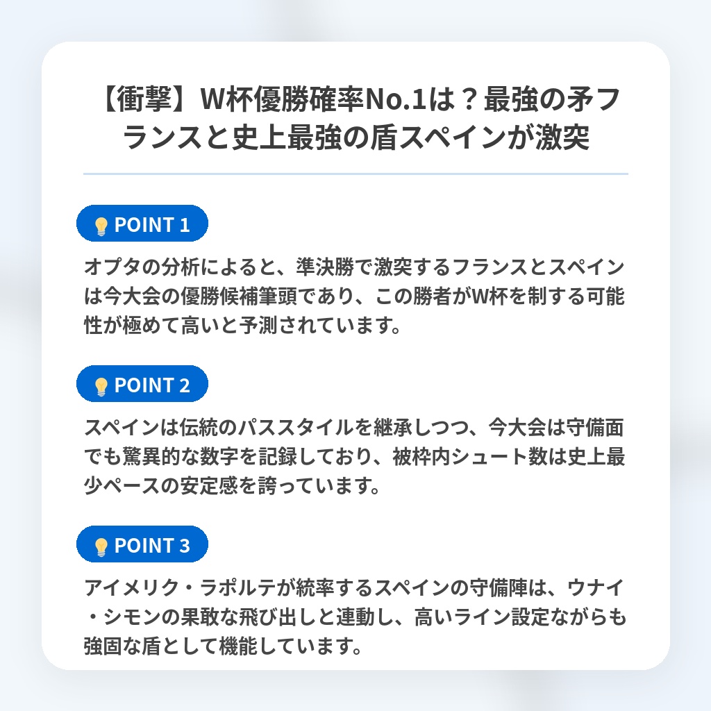【衝撃】W杯優勝確率No.1は?最強の矛フランスと史上最強の盾スペインが激突の注目ポイントまとめ