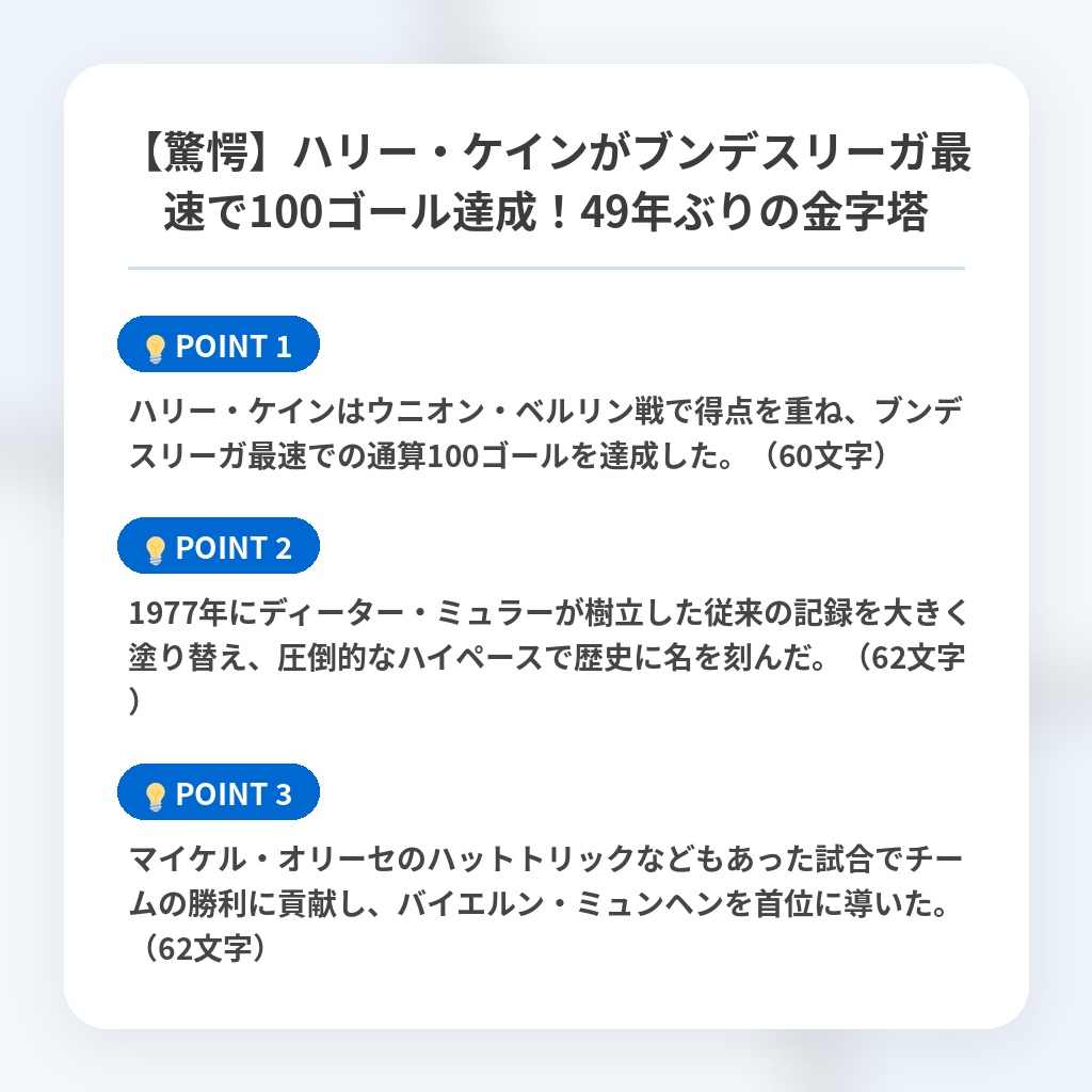 【驚愕】ハリー・ケインがブンデスリーガ最速で100ゴール達成!49年ぶりの金字塔の注目ポイントまとめ
